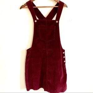 Brave Soul London Red Corduroy Overall Dress